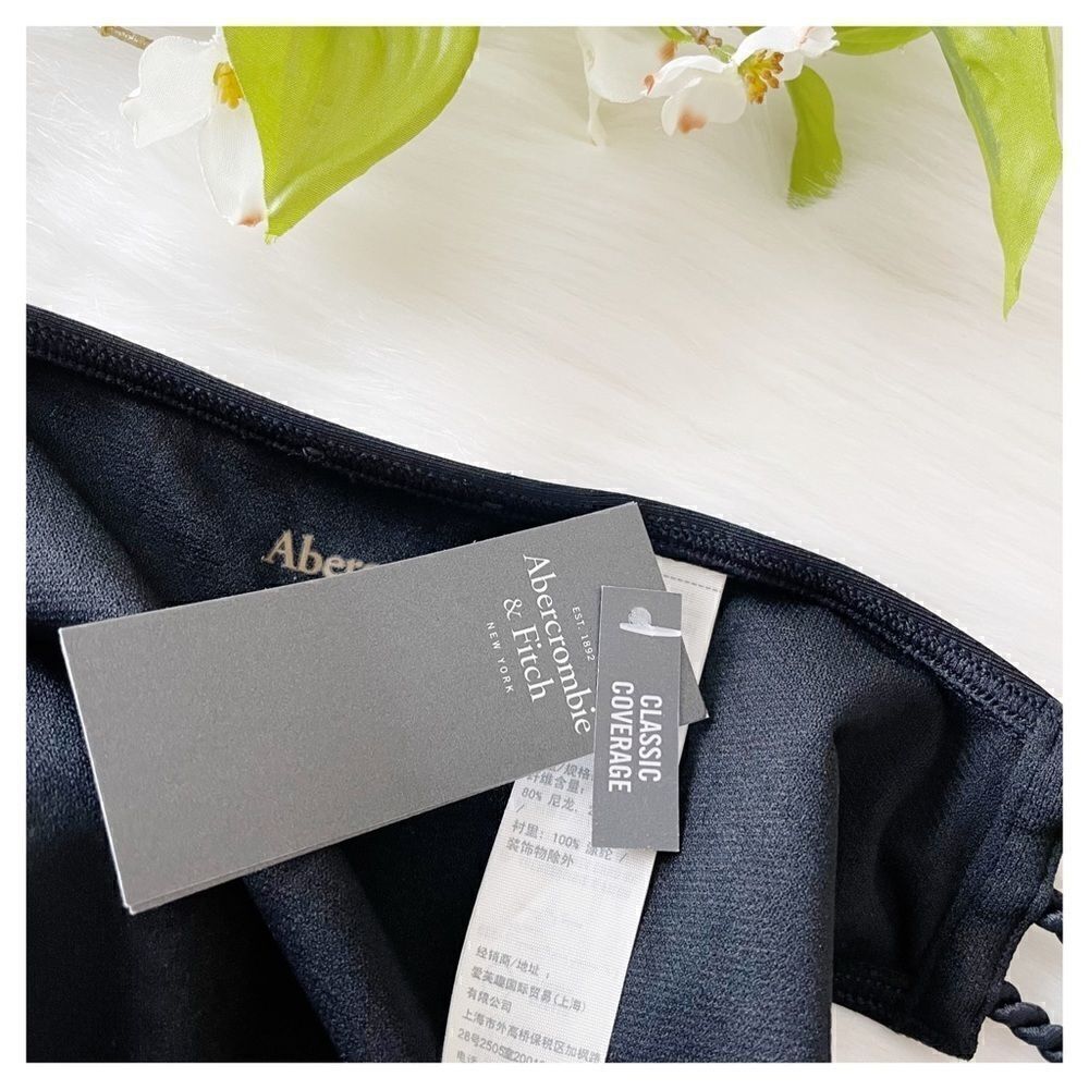 NWT A&F Black Strappy Side Bikini Bottom M - Picture 7 of 8